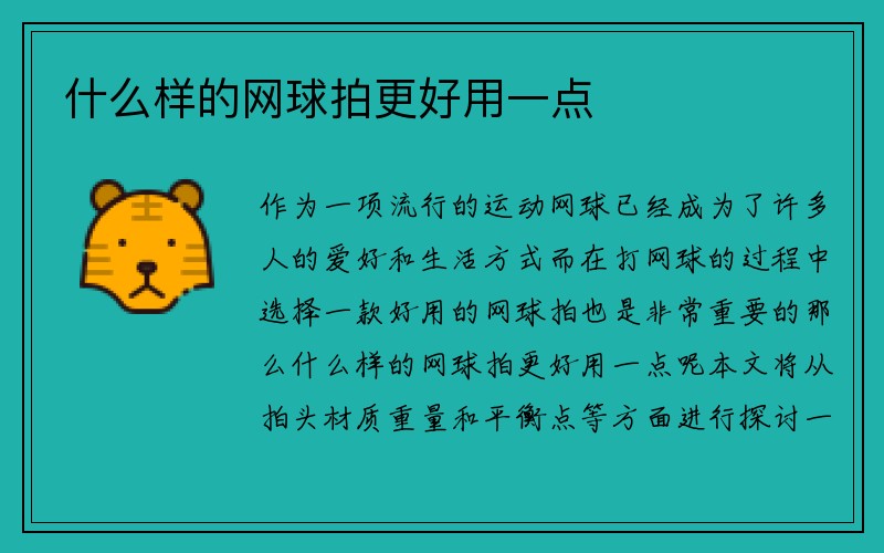 什么样的网球拍更好用一点