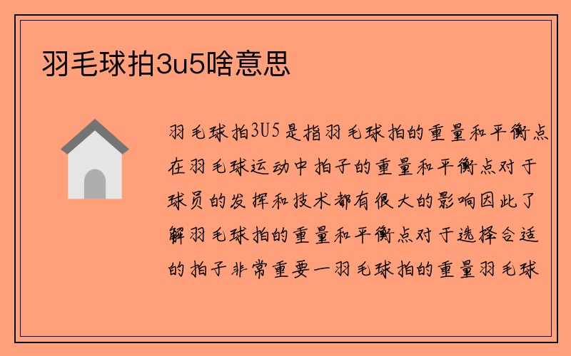 羽毛球拍3u5啥意思