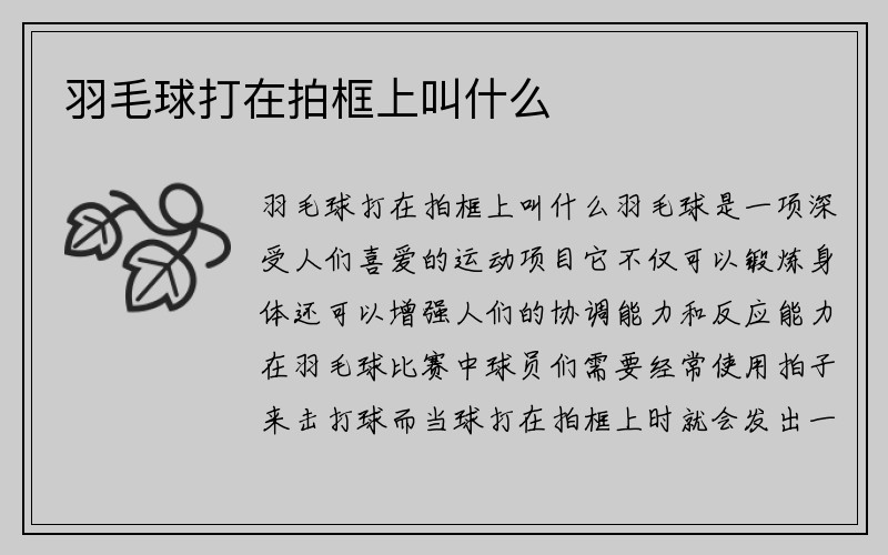 羽毛球打在拍框上叫什么