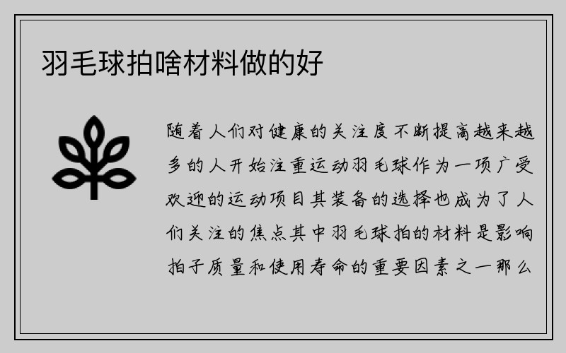 羽毛球拍啥材料做的好